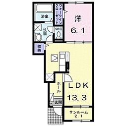 イタニティー富山 1LDKの間取図画像