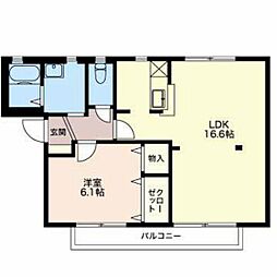 シェソワD 1LDKの間取図画像