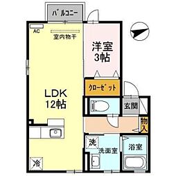 さくらハウス石金 1LDKの間取図画像