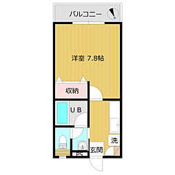 コーポ サンライト 1階1Kの間取り