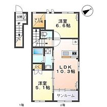 プロスパークII 201 ｜ 富山県高岡市瑞穂町（賃貸アパート2LDK・2階・56.89㎡） その2