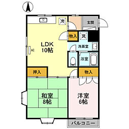 コーポリッチ 1階2LDKの間取り