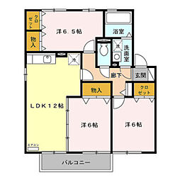 リビングタウン中川栄町 2階3LDKの間取り