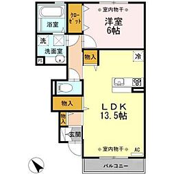 ラメール 1階1LDKの間取り
