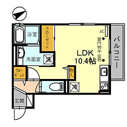 ラ・シャンブル 3階ワンルームの間取り