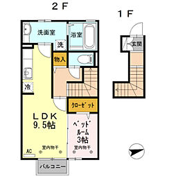 Center Link 2階1LDKの間取り