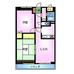 エスポワール大島 4階2LDKの間取り