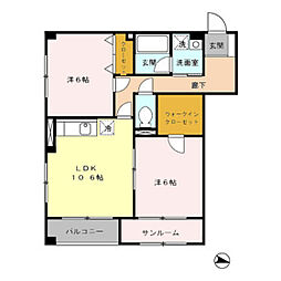 和 太閤山 2階2LDKの間取り