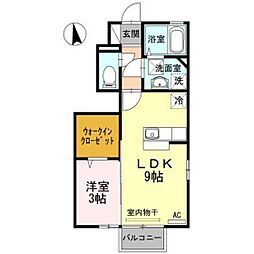 グレース姫野 1LDKの間取図画像