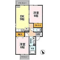 ブライダルハイツ問屋町 2DKの間取図画像