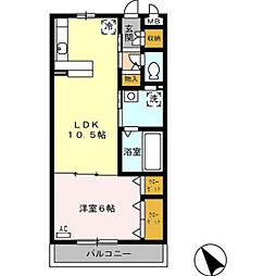 グラン・トレスJ 1LDKの間取図画像