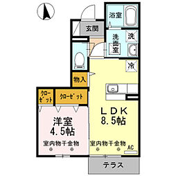 セジュール・エーB 1LDKの間取図画像