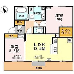 クオーレB 2LDKの間取図画像