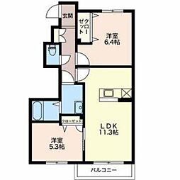 ヴィアセレーノ 2LDKの間取図画像