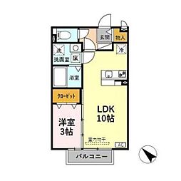 セジュール向野 1LDKの間取図画像