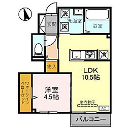 D-ROOMMK 1LDKの間取図画像