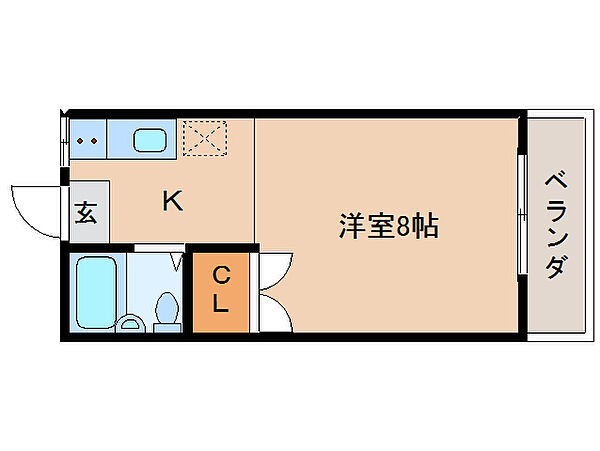 コーポ華 ｜奈良県奈良市肘塚町(賃貸マンション1K・4階・23.00㎡)の写真 その2