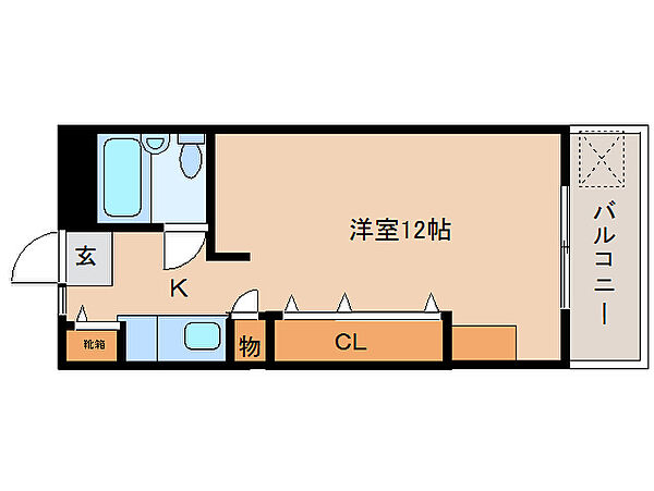 奈良県奈良市法蓮町(賃貸マンション1R・4階・26.00㎡)の写真 その2