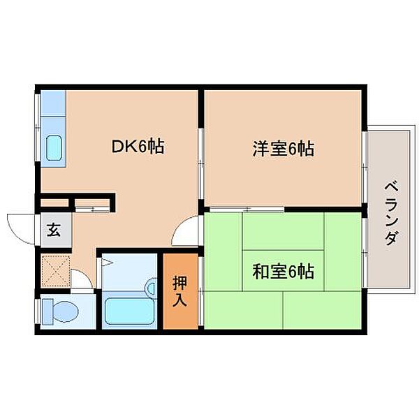 奈良県奈良市南永井町(賃貸アパート2DK・2階・37.26㎡)の写真 その2
