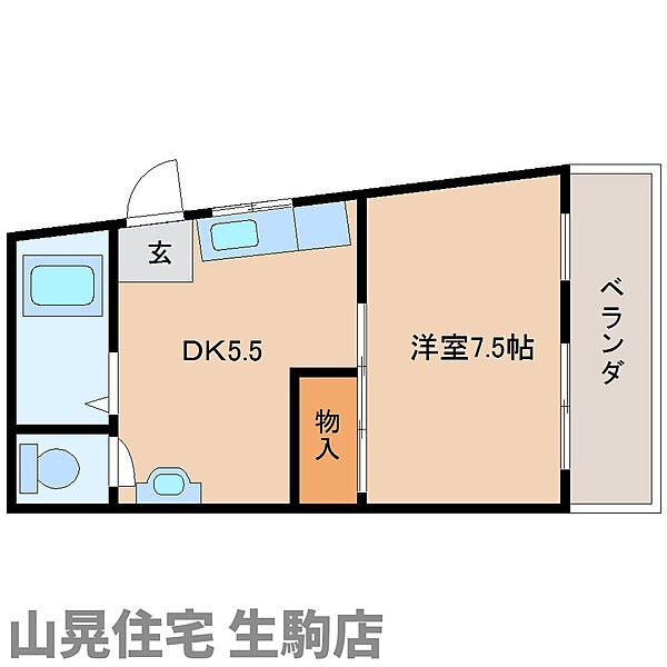 大和マンション ｜奈良県生駒市本町(賃貸マンション2DK・4階・36.00㎡)の写真 その2