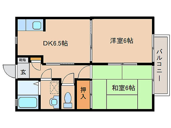 サニーコーポ八木 205｜奈良県橿原市北八木町2丁目(賃貸アパート2DK・2階・44.33㎡)の写真 その2