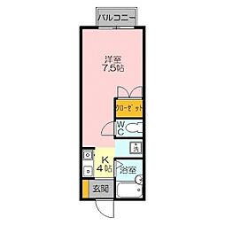 Ｂｒｉｓｅ皆生 1階1Kの間取り