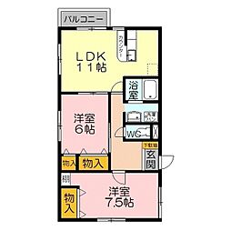 アイリスクシマB 2LDKの間取図画像