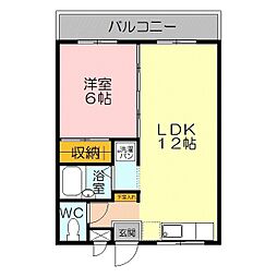 レックハウス・ナガトウC 1LDKの間取図画像