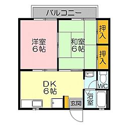 エスポワールラタン 2DKの間取図画像