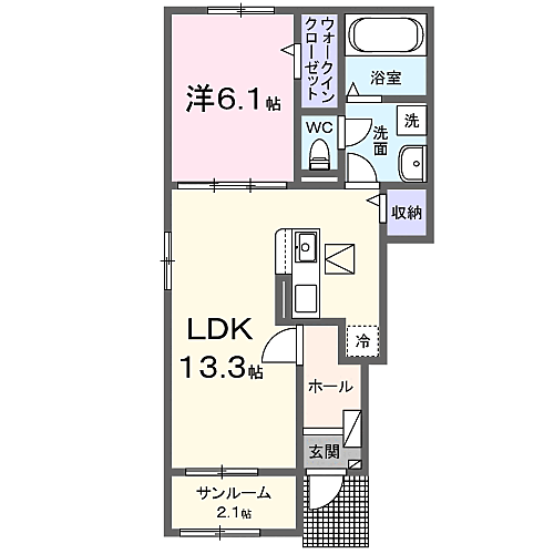 アメージングIII 101｜鳥取県西伯郡南部町法勝寺(賃貸アパート1LDK・1階・50.01㎡)の写真 その2