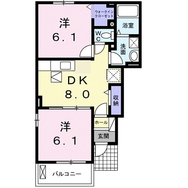 カーサ　ピネッタ 101｜鳥取県米子市富益町(賃貸アパート2DK・1階・45.77㎡)の写真 その2