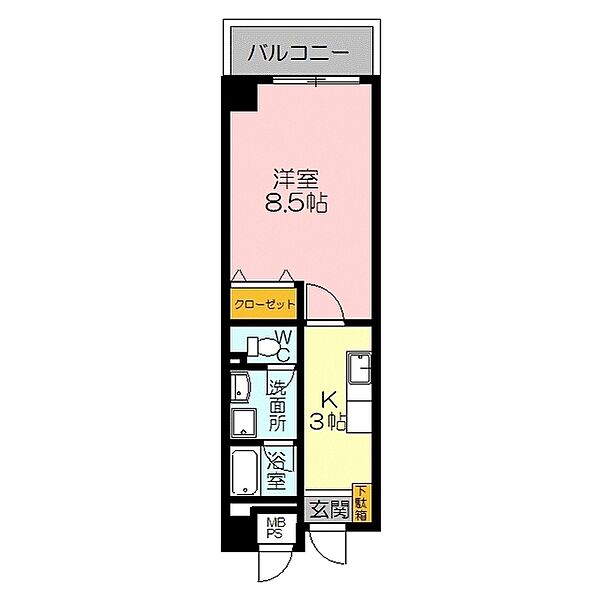三記マンション杏 504｜鳥取県米子市久米町(賃貸マンション1K・5階・27.90㎡)の写真 その2