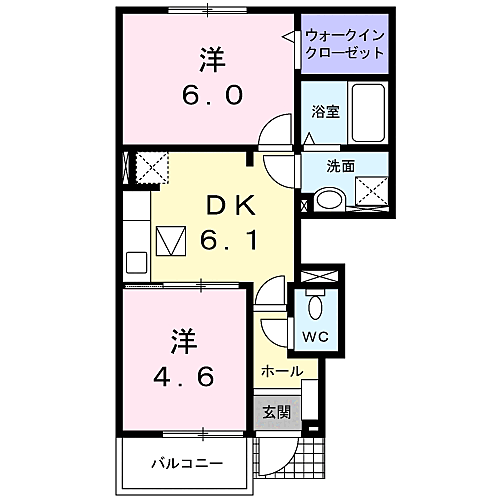 プリティハウスＹ2 101｜鳥取県境港市外江町(賃貸アパート2DK・1階・40.12㎡)の写真 その2