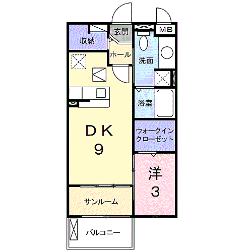 プラシード 103｜鳥取県米子市両三柳(賃貸アパート1DK・1階・36.79㎡)の写真 その2