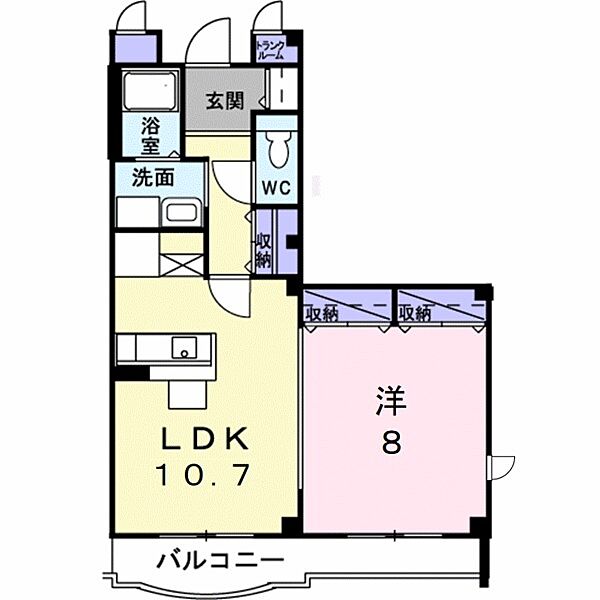 セレーノ・Ｂ 201｜鳥取県米子市車尾南1丁目(賃貸マンション1LDK・2階・46.63㎡)の写真 その2