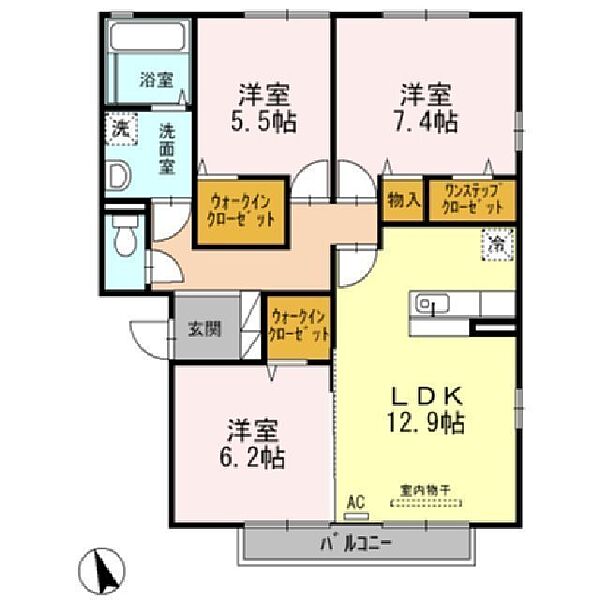 フォルトゥーナＡ棟 302｜鳥取県米子市新開7丁目(賃貸アパート3LDK・3階・76.70㎡)の写真 その2