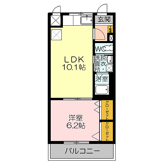 ピアコートＢ 3-E｜鳥取県米子市博労町3丁目(賃貸マンション1LDK・3階・40.02㎡)の写真 その2