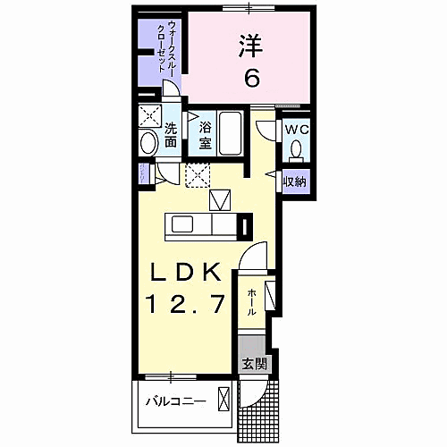 ヴィルドミール　Ｂ 103｜鳥取県米子市陰田町(賃貸アパート1LDK・1階・45.33㎡)の写真 その2