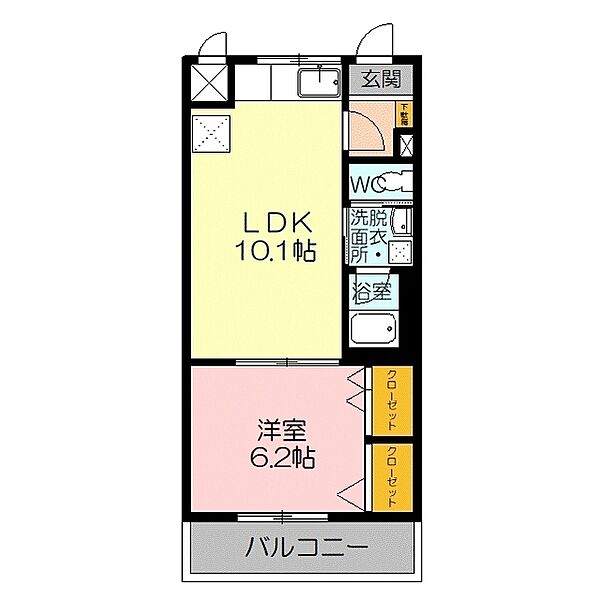 ピアコートＢ 4-E｜鳥取県米子市博労町3丁目(賃貸マンション1LDK・4階・40.02㎡)の写真 その2