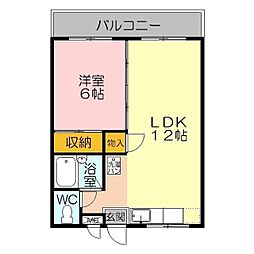 レックハウス　ピーノＢ棟 1階1LDKの間取り