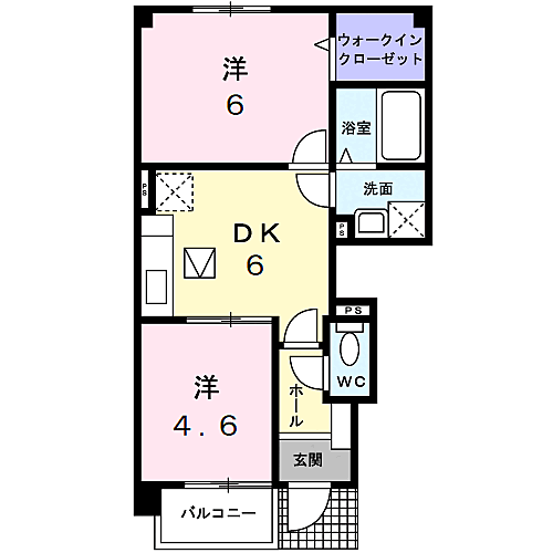 Ｓｏｕｌ　ｔｏ　Ｓｏｕｌ　Ａ 101｜鳥取県西伯郡日吉津村日吉津(賃貸アパート2DK・1階・40.01㎡)の写真 その2