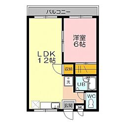 レックハウス　アネシスII 2階1LDKの間取り