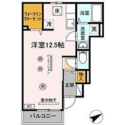 レーベン　パディー 1階ワンルームの間取り