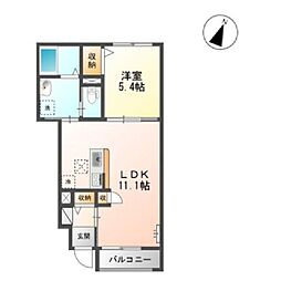 アヴニール 1階1LDKの間取り