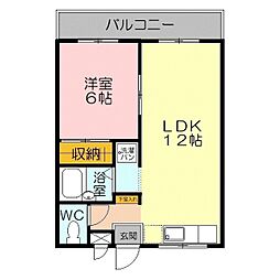 ボヌール井上 1LDKの間取図画像