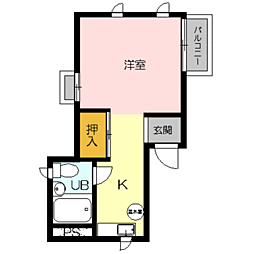 メゾンドサフラン 5階1Kの間取り