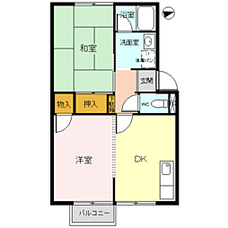リーベン渡辺B 1LDKの間取図画像