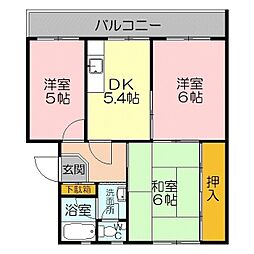 ハマナカマンション 3DKの間取図画像