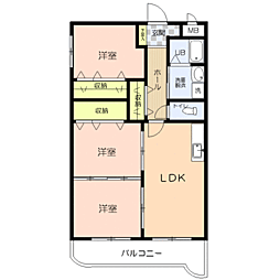 スカイマンションＣ 3階3LDKの間取り