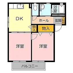 ジュネス・メゾン 2DKの間取図画像